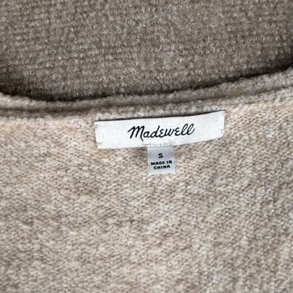 Madewell Striped V-Neck Sweater Women's Small Oatmeal Black Knit - Picture 3 of 4